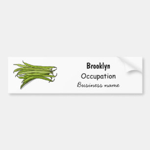 Green beans cartoon illustration bumper sticker