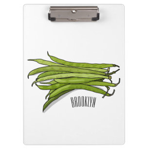 Green beans cartoon illustration  clipboard