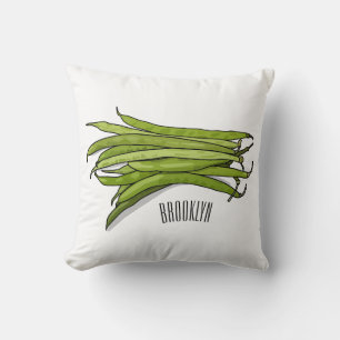 Green beans cartoon illustration cushion