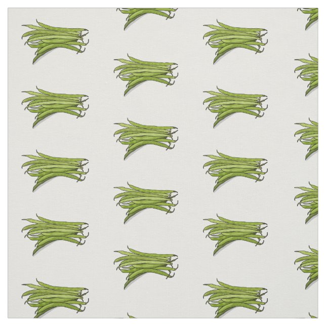Green beans cartoon illustration  fabric (Swatch)
