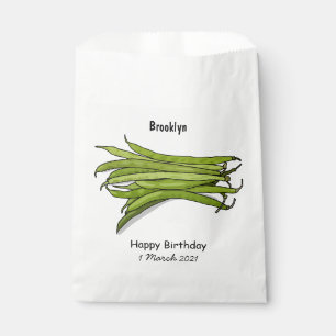 Green beans cartoon illustration favour bags