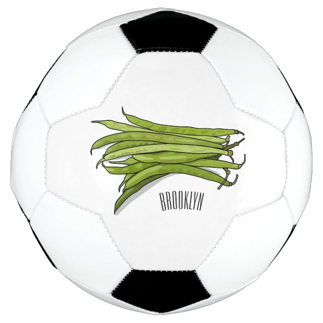 Green beans cartoon illustration  football (Front)