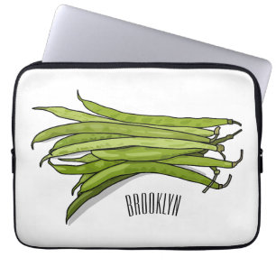 Green beans cartoon illustration laptop sleeve