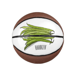 Green beans cartoon illustration  mini basketball