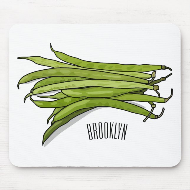 Green beans cartoon illustration  mouse mat (Front)