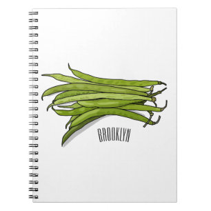 Green beans cartoon illustration  notebook