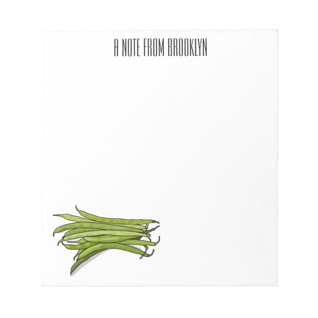 Green beans cartoon illustration  notepad (Front)
