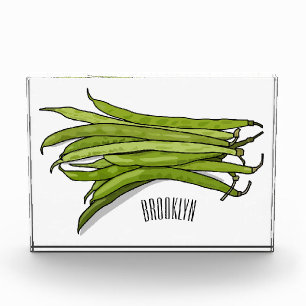 Green beans cartoon illustration  photo block