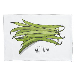 Green beans cartoon illustration pillowcase