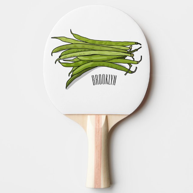 Green beans cartoon illustration  ping pong paddle (Front)