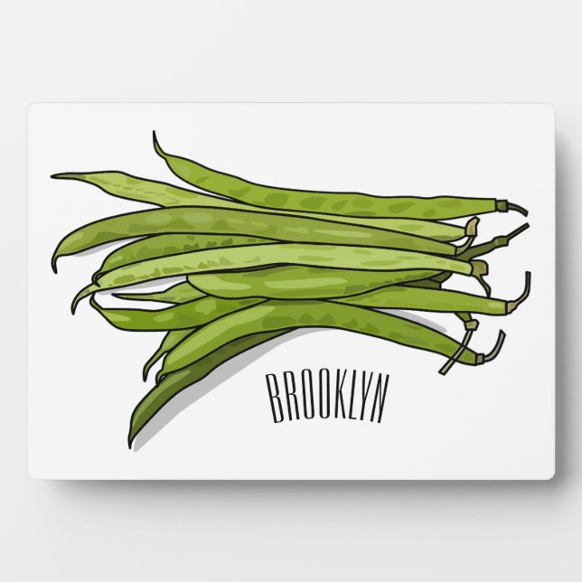 Green beans cartoon illustration  plaque (Front)