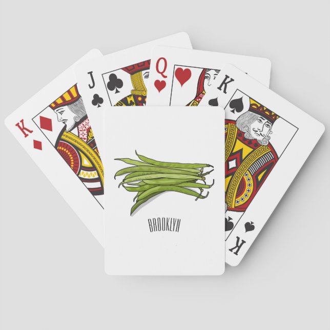 Green beans cartoon illustration  playing cards (Back)