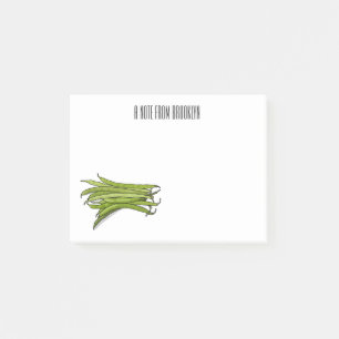Green beans cartoon illustration post-it notes
