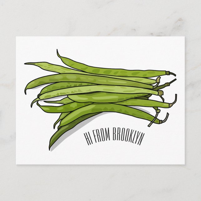 Green beans cartoon illustration  postcard (Front)