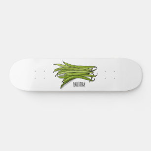 Green beans cartoon illustration skateboard
