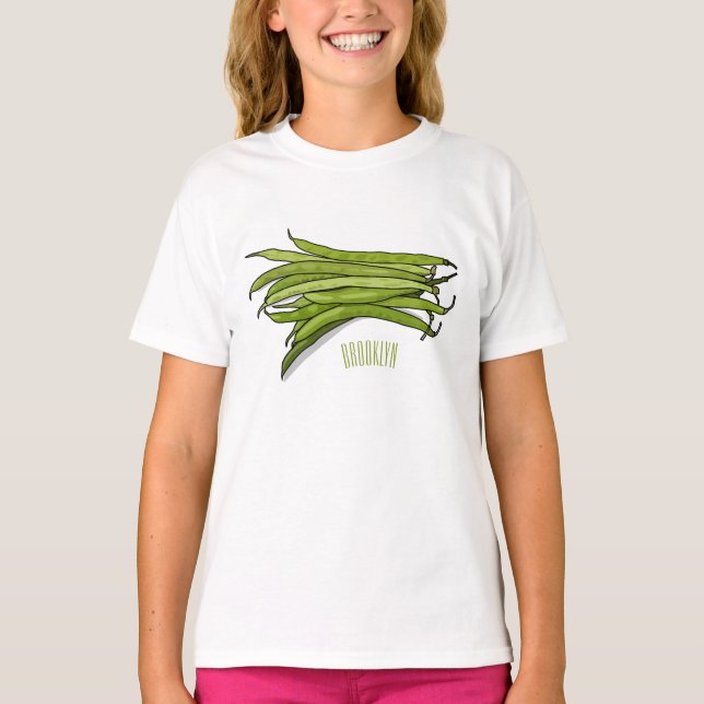 Green beans cartoon illustration  T-Shirt (Front)