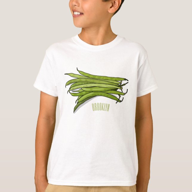 Green beans cartoon illustration  T-Shirt (Front)