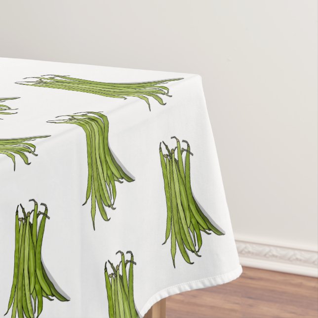 Green beans cartoon illustration  tablecloth (In Situ)
