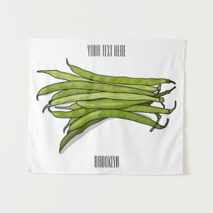 Green beans cartoon illustration tapestry