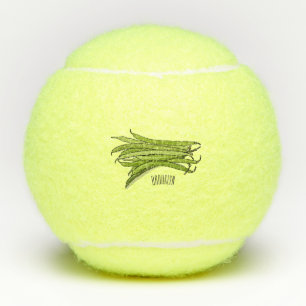 Green beans cartoon illustration  tennis balls