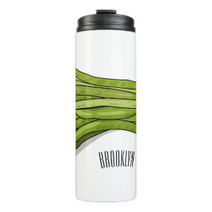 Green beans cartoon illustration thermal tumbler