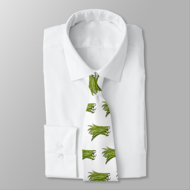 Green beans cartoon illustration  tie (Tied)