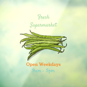 Green beans cartoon illustration window cling