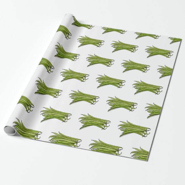 Green beans cartoon illustration  wrapping paper (Unrolled)