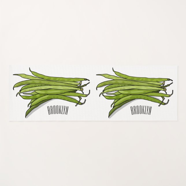 Green beans cartoon illustration  yoga mat (Front (Horizontal))