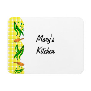 Green Beans Country Yellow Plaid Custom Kitchen Ma Magnet