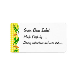 Green Beans Yellow Checks Retro Food Labels