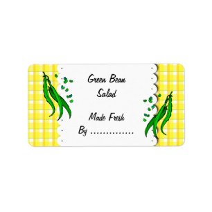 Green Beans Yellow Plaid Retro Food Labels