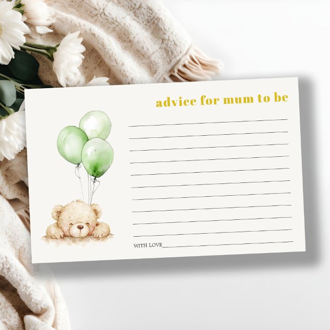 Green Bear Balloon Advice For Mum Baby Shower (Creator Uploaded)
