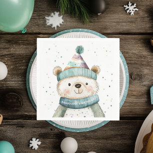 Green Bear Birthday   Winter Wonderland Napkin