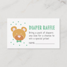 Green Bear Diaper Raffle Ticket