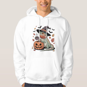 Green Bearded Dragon Halloween Witch Art Hoodie