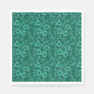 Green beautiful fig fruit pattern napkin