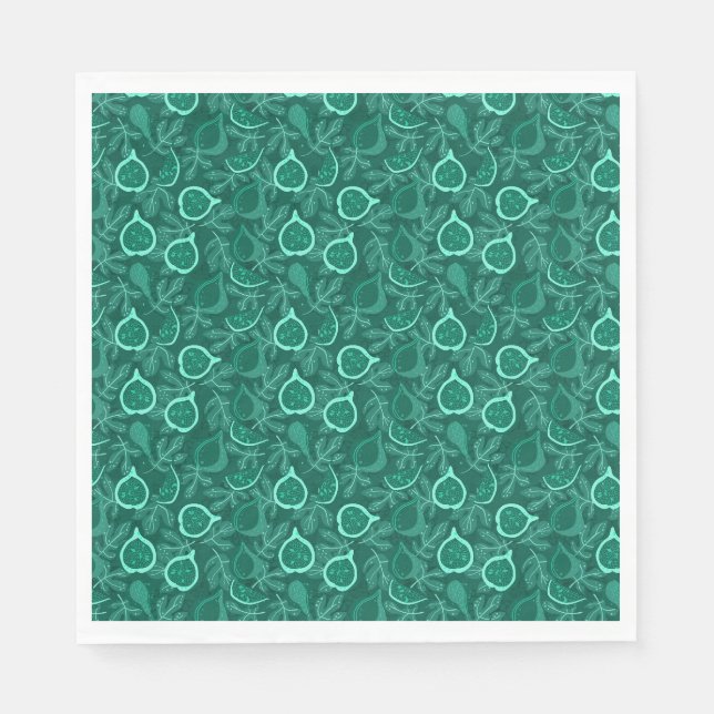 Green beautiful fig fruit pattern napkin (Front)