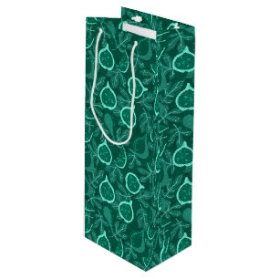 Green beautiful fig fruit pattern wine gift bag