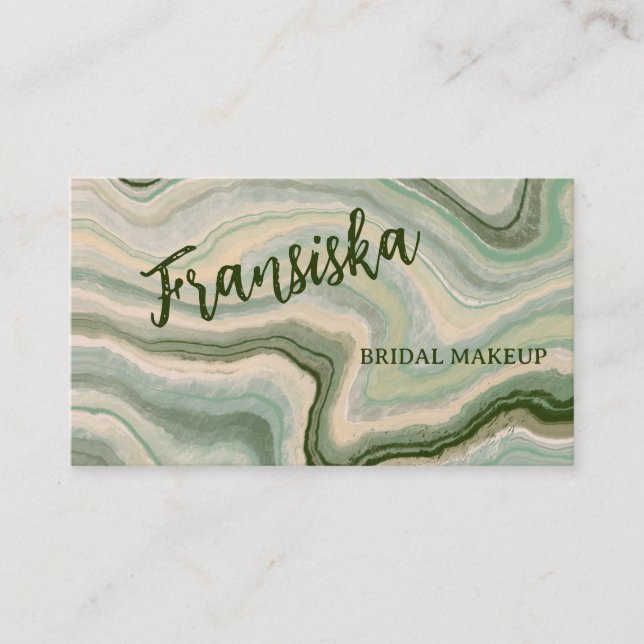 Green beauty elegant makeup artist. business card (Front)