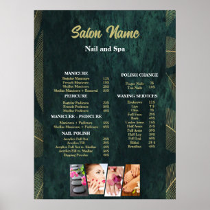 Green Beauty Nail Salon Price List menu Poster