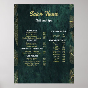 Green Beauty Nail Salon Price List menu Poster