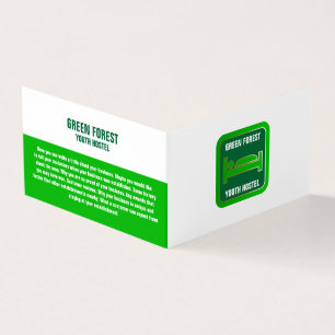 Green Bed Logo, Hostel Accommodation Detailed Business Card
