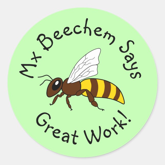 Green Bee Great Work Stickers (Front)