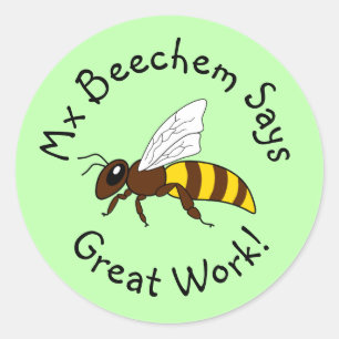 Green Bee Great Work Stickers