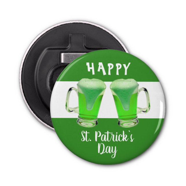 Green Beer Glass Happy St. Patrick`s day  Bottle Opener (Front)