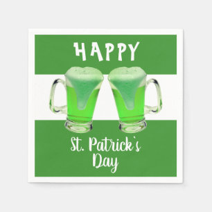 Green Beer Glass Happy St. Patrick`s day Party Napkin