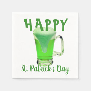 Green Beer Glass Happy St. Patrick`s day Party Napkin