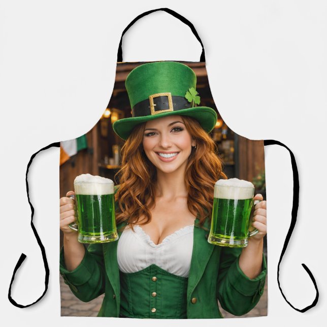 Green Beer Irish All-Over Print Apron (Front)