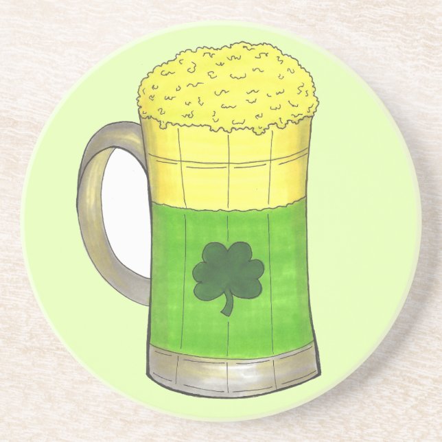 Green Beer Irish Shamrock St. Patrick's Day Coaster (Front)
